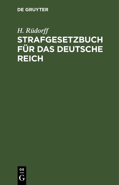 Produktbild: Strafgesetzbuch f&uuml;r das Deutsche Reich