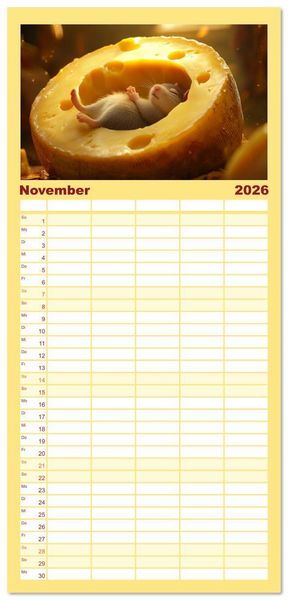 Produktbild: Familienplaner 2026 - M&auml;use w&uuml;rden K&auml;se kaufen mit 5 Spalten (Wandkalender, 21 x 45 cm) CALVENDO