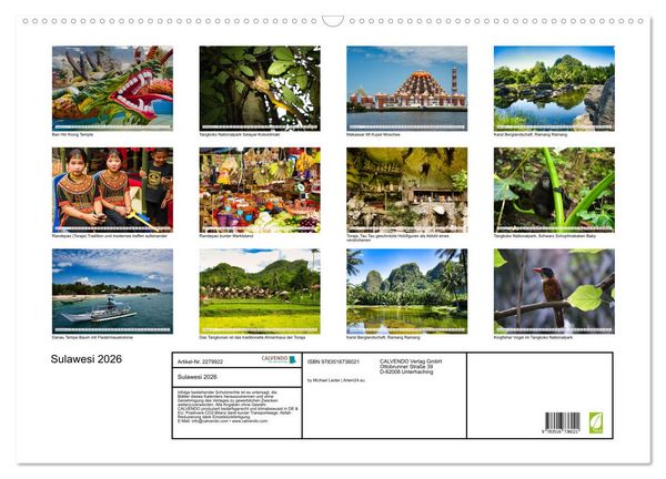 Produktbild: Sulawesi 2026 (Wandkalender 2026 DIN A2 quer), CALVENDO Monatskalender