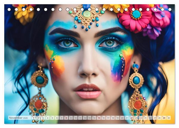 Produktbild: Farben der Weiblichkeit - Kunstvolle KI Portraits (Tischkalender 2026 DIN A5 quer), CALVENDO Monatskalender