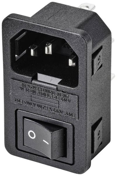 Produktbild: TRU COMPONENTS TC-10088420 Kaltger&auml;te-Steckverbinder C14 Stecker, Einbau vertikal Gesamtpolzahl: 3 10 A Schwarz 1 St.