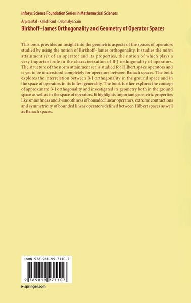 Produktbild: Birkhoff&ndash;James Orthogonality and Geometry of Operator Spaces