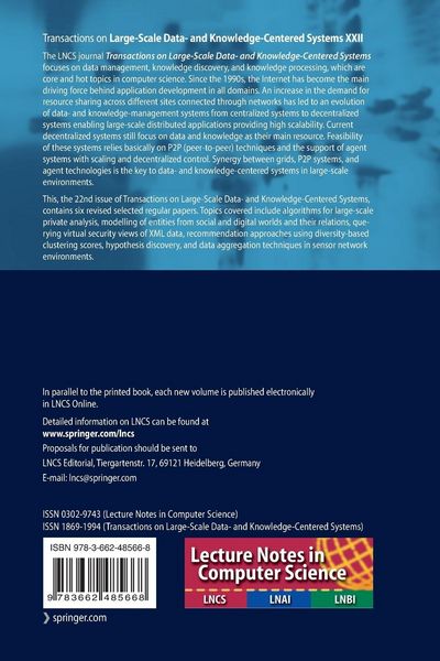 Produktbild: Transactions on Large-Scale Data- and Knowledge-Centered Systems XXII