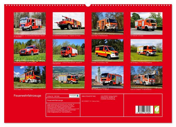 Produktbild: Feuerwehrfahrzeuge (hochwertiger Premium Wandkalender 2026 DIN A2 quer), Kunstdruck in Hochglanz