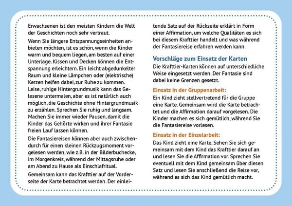 30 Krafttier-Karten mit Fantasiereisen für Kinder von 4 bis 10
