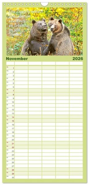 Produktbild: Familienplaner 2026 - Spa&szlig; mit B&auml;ren: Edition lustige Tiere mit 5 Spalten (Wandkalender, 21 x 45 cm) CALVENDO