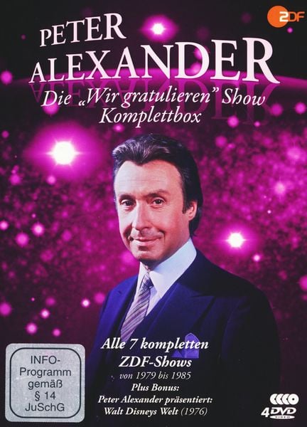 Produktbild: Die Peter Alexander 'Wir gratulieren' Show - Komplettbox (Alle 7 ZDF-Shows plus Disneys Welt) - Fernsehjuwelen [4 DVDs]