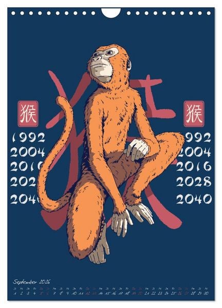 Produktbild: Chinesische Tierkreiszeichen (Wandkalender 2026 DIN A4 hoch), CALVENDO Monatskalender
