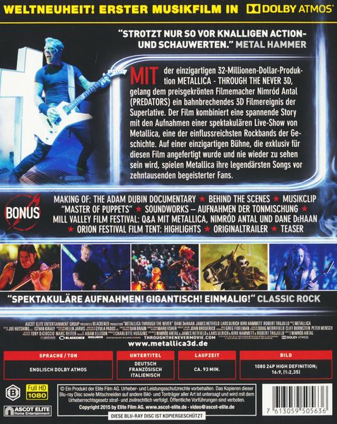 Produktbild: Metallica - Through the Never 3D