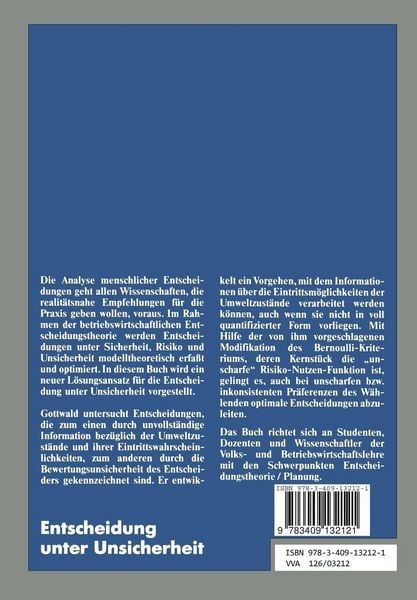 Produktbild: Entscheidung unter Unsicherheit