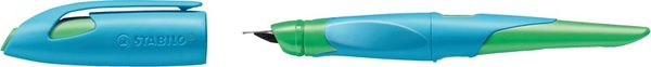 Produktbild: STABILO Ergonomischer Schulf&uuml;ller f&uuml;r Rechtsh&auml;nder mit Anf&auml;nger-Feder A -   EASYbirdy in himmelblau/grasgr&uuml;n - Einzelstift - inklusive Patrone