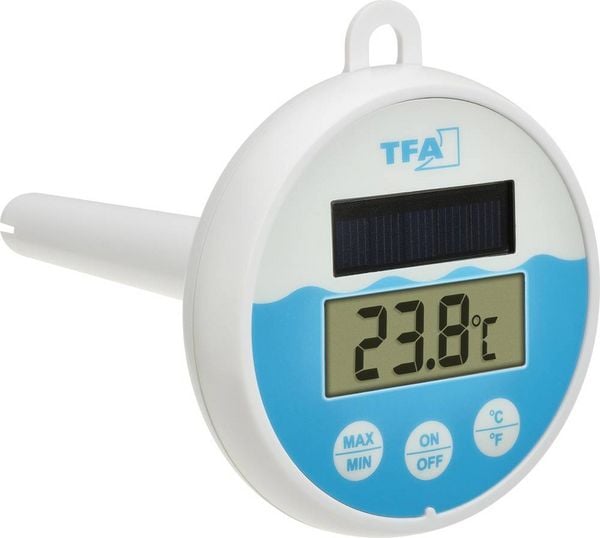 TFA Dostmann Digitales Solar-Poolthermometer Poolthermometer Weiß, Türkis