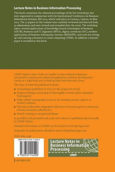 Produktbild: Business Information Systems Workshops