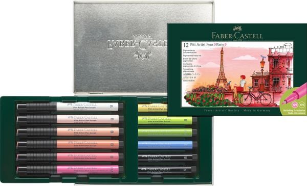 Produktbild: Faber-Castell Tuschestift Pitt Artist Pen, 12er Geschenk Set Paris