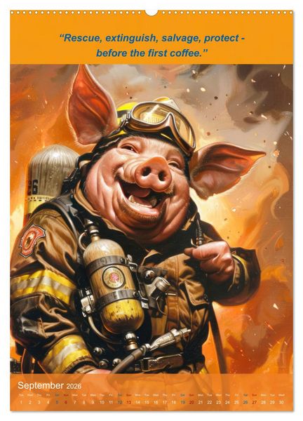 Produktbild: The beastly funny firefighters (High Quality Premium Wall Calendar 2026 DIN A2 portrait),CALVENDO 12 Month Wall Calendar