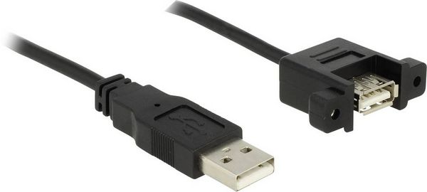 Produktbild: Delock USB-Kabel USB 2.0 USB-A Stecker, USB-A Buchse 0.25 m Schwarz vergoldete Steckkontakte 85462