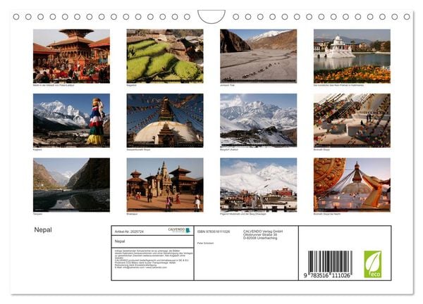 Produktbild: Nepal (Wandkalender 2026 DIN A4 quer), CALVENDO Monatskalender