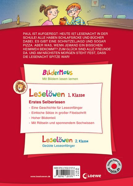 Produktbild: Lesel&ouml;wen 1. Klasse - Lesenacht im Klassenzimmer (Gro&szlig;buchstabenausgabe)