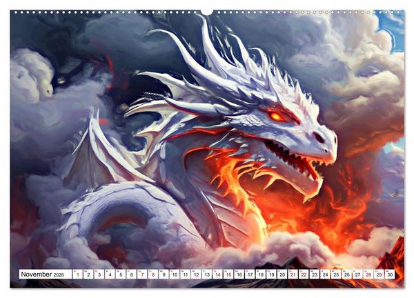 Produktbild: Drachen - Gef&uuml;rchtete, aber nicht immer b&ouml;se Fabelwesen (hochwertiger Premium Wandkalender 2026 DIN A2 quer), Kunstdruck in Hochglanz