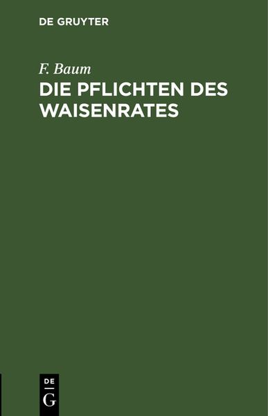 Produktbild: Die Pflichten des Waisenrates