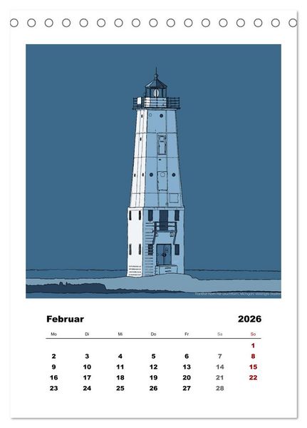 Produktbild: Leuchtt&uuml;rme der Welt - illustriert (Tischkalender 2026 DIN A5 hoch), CALVENDO Monatskalender