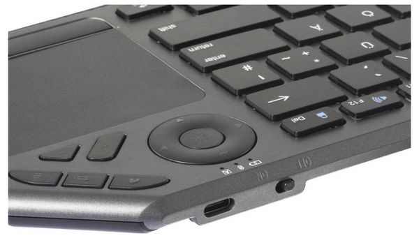 Produktbild: Renkforce RF-WLBTKB-300 Bluetooth&reg;, Funk Tastatur Deutsch, QWERTZ Schwarz Integriertes Touchpad, Wiederaufladbar, Multipair-Funktion