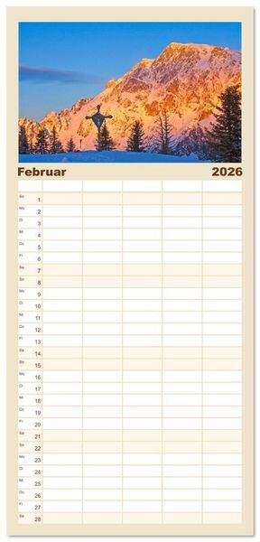 Produktbild: Familienplaner 2026 - Gipfelkreuze im Sonnenlicht mit 5 Spalten (Wandkalender, 21 x 45 cm) CALVENDO