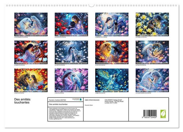 Produktbild: Des amiti&eacute;s touchantes (Calendrier mural 2026 DIN A2 vertical) calendrier de bureau