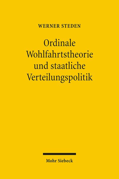 Produktbild: Ordinale Wohlfahrtstheorie und staatliche Verteilungspolitik