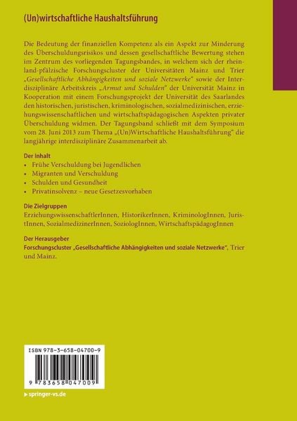 Produktbild: (Un)wirtschaftliche Haushaltsf&uuml;hrung