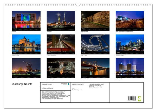 Produktbild: Duisburgs N&auml;chte (Wandkalender 2026 DIN A2 quer), CALVENDO Monatskalender