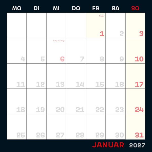 Produktbild: Uli Stein Schwarzer Kalender 2027: Monatskalender f&uuml;r die Wand