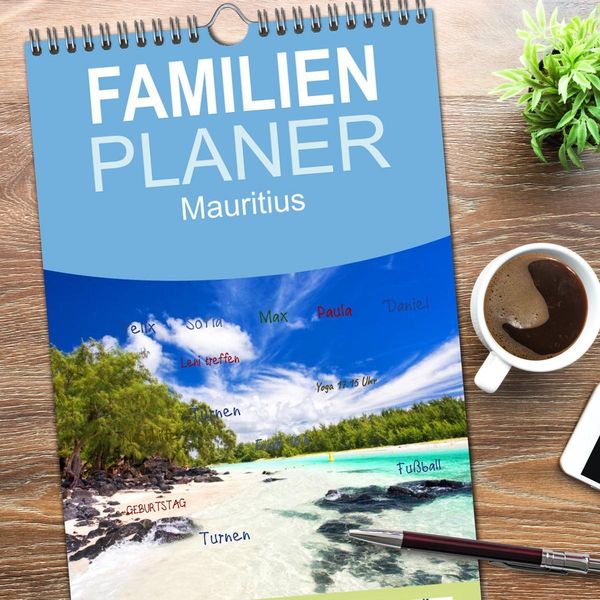Produktbild: Familienplaner 2026 - Mauritius mit 5 Spalten (Wandkalender, 21 x 45 cm) CALVENDO