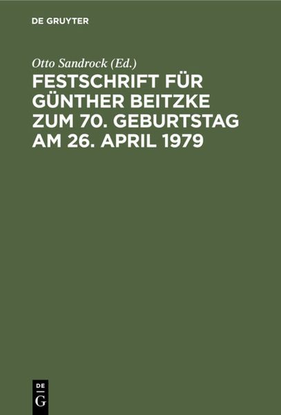Produktbild: Festschrift f&uuml;r G&uuml;nther Beitzke zum 70. Geburtstag am 26. April 1979