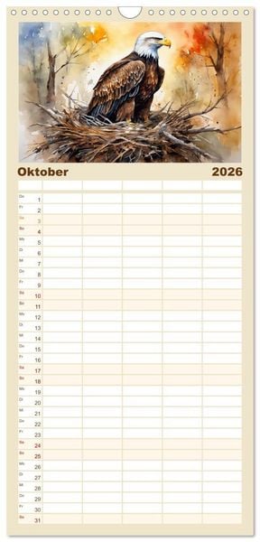 Produktbild: Familienplaner 2026 - Wei&szlig;kopfseeadler - Majest&auml;tische V&ouml;gel mit 5 Spalten (Wandkalender, 21 x 45 cm) CALVENDO