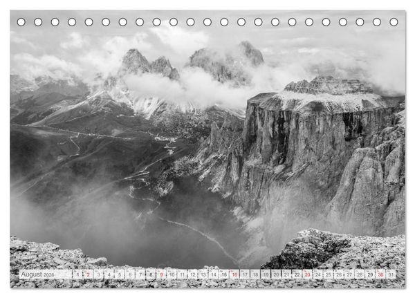 Produktbild: Bergpixels Schwarz-Wei&szlig;e Gebirgstr&auml;ume (Tischkalender 2026 DIN A5 quer), CALVENDO Monatskalender