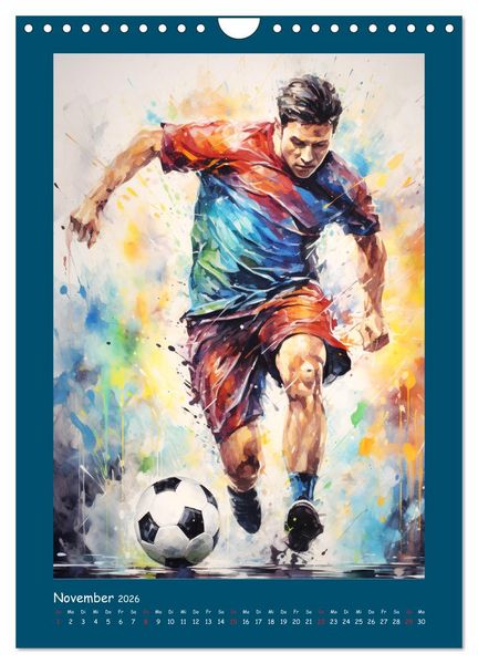 Produktbild: Leidenschaft Fussball. Stadionstimmung im Aquarellstil (Wandkalender 2026 DIN A4 hoch), CALVENDO Monatskalender