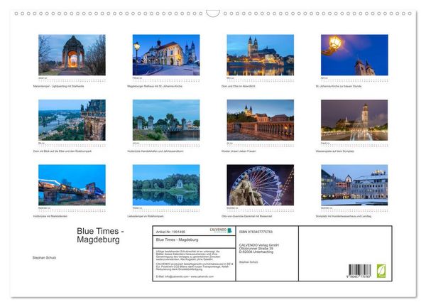 Produktbild: Blue Times - Magdeburg (Wandkalender 2026 DIN A2 quer), CALVENDO Monatskalender