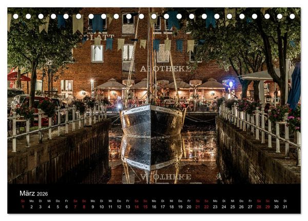 Produktbild: Buxtehude bei Nacht (Tischkalender 2026 DIN A5 quer), CALVENDO Monatskalender