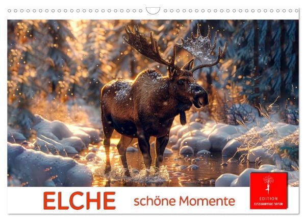 Produktbild: Elche - sch&ouml;ne Momente (Wandkalender 2026 DIN A3 quer), CALVENDO Monatskalender