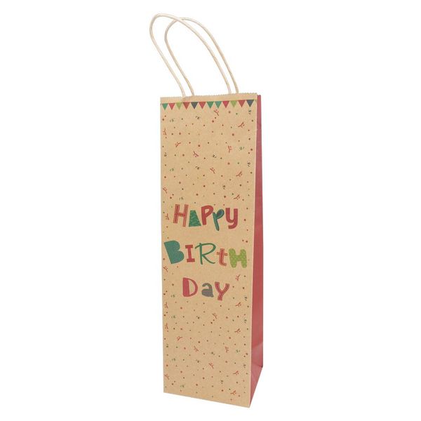 Produktbild: Idena Flaschentasche Happy Birthday braun/rot/gr&uuml;n 12x10x39cm