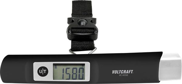 Produktbild: VOLTCRAFT VC-KS50 Kofferwaage VC-KS50 W&auml;gebereich (max.) 50 kg Ablesbarkeit 10 g dynamobetrieben Schwarz, Lichtgrau