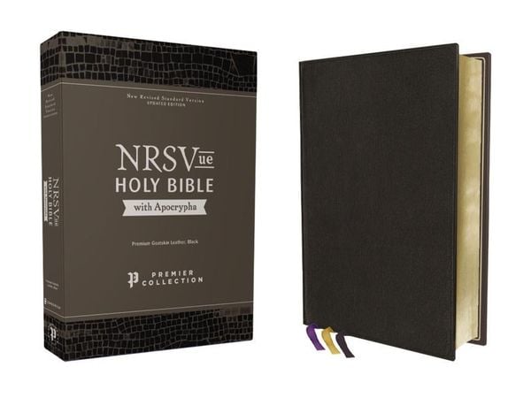 Produktbild: Nrsvue, Holy Bible with Apocrypha, Premium Goatskin Leather, Black, Premier Collection, Art Gilded Edges, Comfort Print