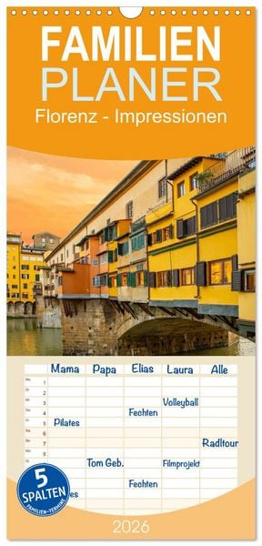 Produktbild: Familienplaner 2026 - Florenz - Impressionen mit 5 Spalten (Wandkalender, 21 x 45 cm) CALVENDO