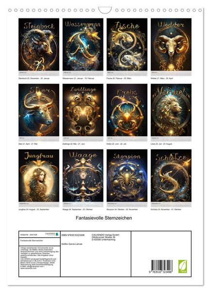 Produktbild: Fantasievolle Sternzeichen (Wandkalender 2026 DIN A3 hoch), CALVENDO Monatskalender