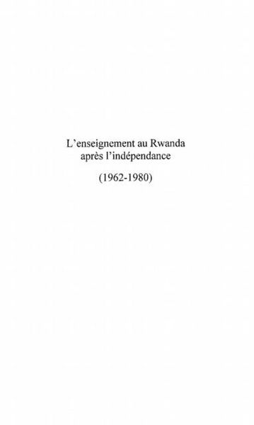 Produktbild: L'enseignement au Rwanda apresl'independance
