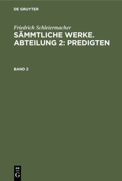 Produktbild: S&auml;mmtliche Werke. Abteilung 2: Predigten. Band 2