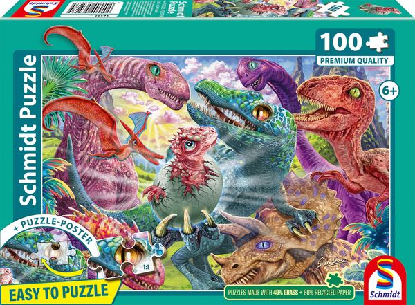 Produktbild: Kinderpuzzle Kleine Dinos, gro&szlig;e Abenteuer 36,1x24,3cm 100 Teile