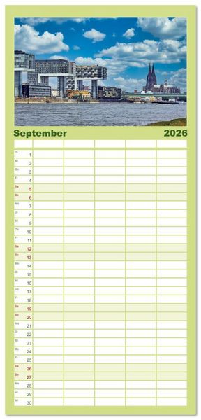 Produktbild: Familienplaner 2026 - Vater Rhein von der Quelle bis zur M&uuml;ndung mit 5 Spalten (Wandkalender, 21 x 45 cm) CALVENDO