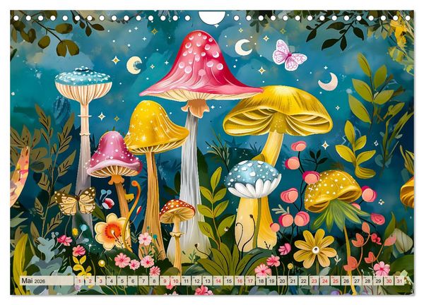 Produktbild: Zauberwelt der Pilze - Fantasievolle Pilze im verwunschenen Wald (Wandkalender 2026 DIN A4 quer), CALVENDO Monatskalender